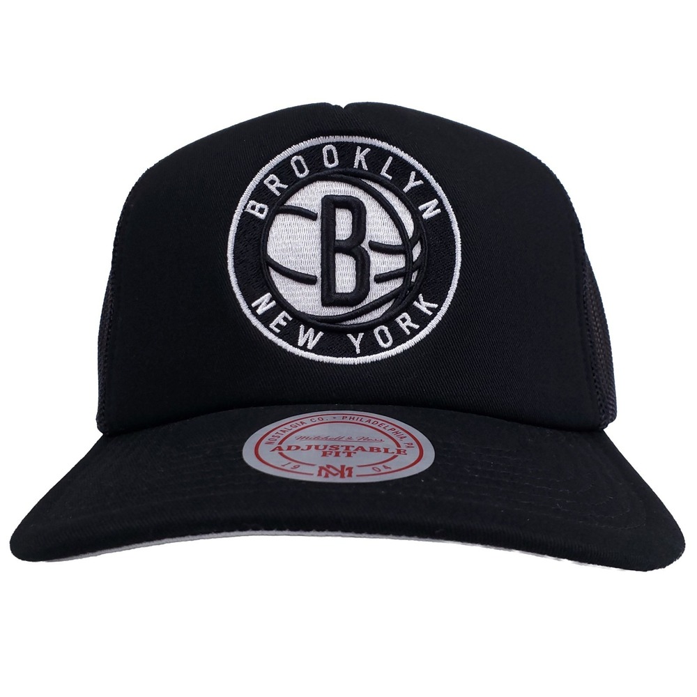 Brooklyn Nets Mitchell & Ness NBA Foam Trucker Hat Cap 3D Logo Black NWT